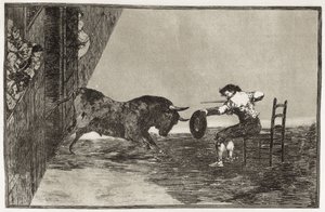GOYA Y LUCIENTES, Francisco de (1746-1828). Der Mut von Martincho (wahrscheinlich Antonio Ebassum) im Ring von Saragossa. 1816. (24,9 x 35,7 cm). Platte 18 von „Die Kunst des Stierkampfs“. Radierung. SPANIEN. MADRID (AUTONOME GEMEINSCHAFT). Madrid. Nationa