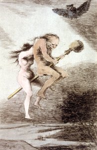 "Linda maestria" Hexen auf einem Besen, ca. 1802 (Gravur) von Francisco Jose de Goya y Lucientes