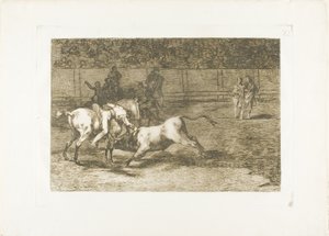 Mariano Ceballos, alias der Indianer, tötet den Stier von seinem Pferd aus, Platte 23 aus Die Kunst des Stierkampfs