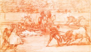 Stierkampf: Ein Torero bereitet sich vor, mit einem Hut anstelle der Muleta zu töten von Francisco Jose de Goya y Lucientes