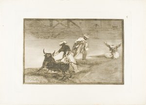 Sie spielen einen weiteren mit dem Umhang in einem Gehege, Platte vier aus Die Kunst des Stierkampfs von Francisco Jose de Goya y Lucientes