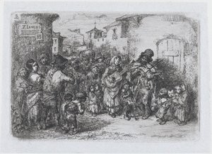 Platte 3: eine Gruppe Straßenmusiker, aus der Serie von Bräuchen und Vergnügungen der Spanier