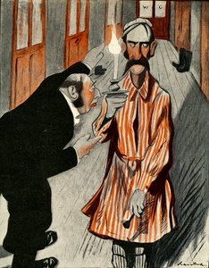 Ein mürrischer Engländer wird von einem Hotelangestellten in Frankreich bedient, 1903