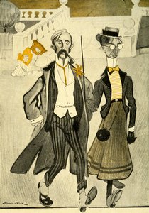 Ein englisches Paar in Frankreich wird wegen ihres seltsamen Modegeschmacks verspottet, 1903 von Francisco Sancha y Lengo
