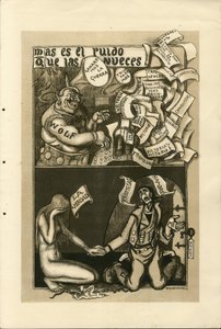 Illustration von Francisco Sancha Lengo (1874-1936) - Flugblatt, circa 1915 - Krieg von 14-18, Wolff-Agentur, Spanische Sprache, Ausländische Presse von Francisco Sancha y Lengo