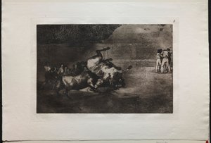 Stierkämpfe: Ein Pferd vom Stier geworfen von Francisco de Goya