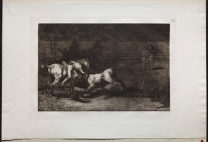 Stierkämpfe: Mariano Ceballos, alias der Indianer, tötet den Stier von seinem Pferd aus, 1876 von Francisco de Goya
