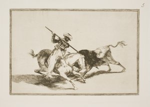 Der inspirierte Maurer Gazul ist der erste, der Stiere nach den Regeln spießt von Francisco de Goya