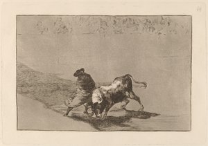 Der sehr geschickte Student von Falces, in seinen Umhang gehüllt, trickst den Stier mit seinen Bewegungen aus von Francisco de Goya