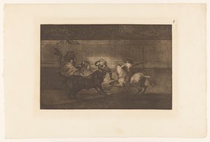 Man auf das Horn eines Stiers gespießt von Francisco de Goya