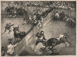 Die Stiere von Bordeaux: Stierkampf in einem geteilten Ring von Francisco de Goya