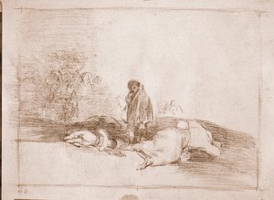 Die Schrecken des Krieges: Niemand hilft ihm (vorbereitende Zeichnung) von Francisco de Goya