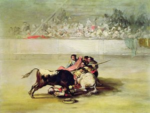 Der Sturz eines Picadors von seinem Pferd unter einem Stier von Francisco de Goya