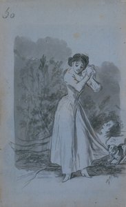 Junge Frau, die ihre Hände über einem nackten Männerkörper ringt, 1796-97 von Francisco de Goya