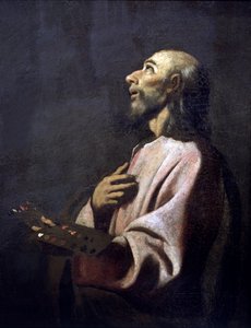 Heiliger Lukas als Maler vor Christus am Kreuz, 17. Jahrhundert
