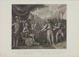 Wichmann II der Jüngere ergibt sich Mieszko I. von Polen von Smuglewicz, Franciszek (1745-1807). Lithographie, Ende des 18. Jahrhunderts. Private Sammlung von Franciszek Smuglewicz