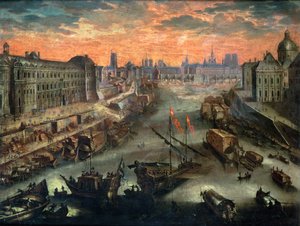Ansicht von Paris von der Pont Royal von Franco Flemish School