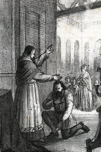 Treffen zwischen Papst Paul III. und Karl V. in Rocca di Busseto im Jahr 1543