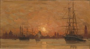 Venedig, Sonnenuntergang hinter San Marco