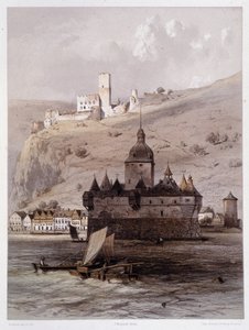 Schloss Pfalz, Deutschland. In „The monumental and picturesque Rhine“. Lithographien von Fourmais und Stroobant von Francois Stroobant