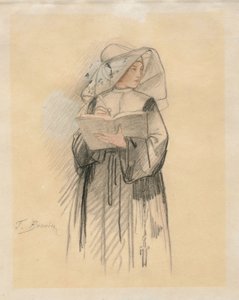 Eine Nonne mit Buch und Feder von François Bonvin