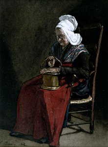 Alte Frau mit Kupfertopf von François Bonvin