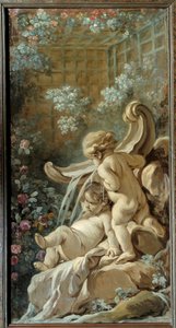 Türpaneel des Wohnzimmers Demarteau: Brunnen mit zwei Liebenden, von denen einer liegt von François Boucher