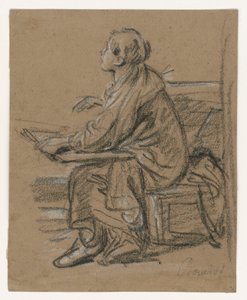 Junger Zeichner (?) . Sitzende Figur hält eine Mappe auf dem Schoß von François Boucher