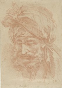 Kopf eines bärtigen Orientalen mit Turban, von vorne, nach unten blickend von François Boucher