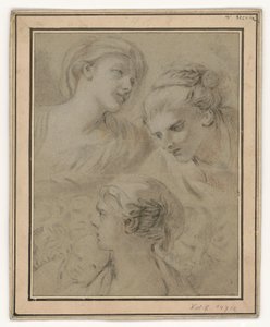 Kopfstudien, die exemplarisch verschiedene Emotionen darstellen von François Boucher