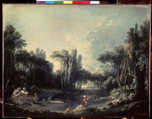 Landschaft mit einem Teich von François Boucher