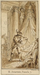 Zweiter Tag, siebte Geschichte: Der Herzog von Athen betrachtet die schlafende Prinzessin Alatiel von François Boucher