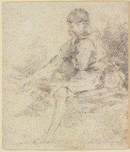 Sitzender Junge mit bloßen Beinen von François Boucher