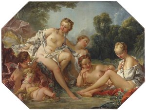 Venus in ihrem Bad umgeben von Nymphen und Cupidos von François Boucher