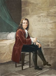 Voltaire im Gefängnis der Bastille, schreibt die La Henriade im Jahr 1728