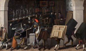 Die Beschlagnahme des Inhalts eines Malerateliers, um 1590