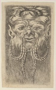 Satyrmaske mit überlappenden Hörnern und vier geflochtenen Bartsträhnen, aus Divers Ma..., ca. 1635-45 von Francois Chauveau