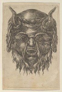 Satyrmaske mit einem Lorbeerkranz über den Hörnern drapiert, aus Divers Masques, ca. 1635-45