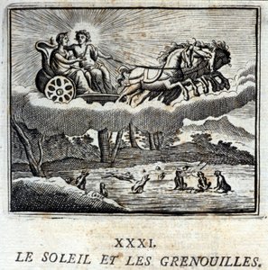 Die Sonne und die Frösche. Fabeln von Jean de La Fontaine. Illustration von François Chauveau. Ausgabe von 1728.