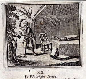 Der Philosoph Sense. Fabeln von Jean de La Fontaine. Illustration von François Chauveau. Ausgabe von 1728. von Francois Chauveau