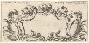 Tafel 10: ein Kartusche mit den Köpfen von zwei Löwen im Profil nach links und rechts, ca. 1640-45 von Francois Collignon