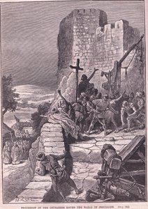 Prozession der Kreuzfahrer um die Mauern Jerusalems 1097 n. Chr. von Francois Edouard Zier