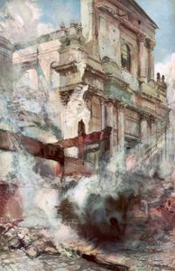 Kathedrale von Arras in Flammen, Frankreich, 6. Juli 1915, 1926 von Francois Flameng