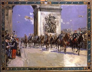Geschichte. Frankreich. Erster Weltkrieg. Siegesparade in Paris, 4. Juli von Francois Flameng
