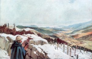 Schützengräben mit Blick auf das Münster-Tal mit dem Rhein in der Ferne, Januar 1916, 1926 von Francois Flameng