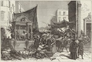 Eine Straße in Neapel (Gravur) von Francois Fortune Antoine (after) Ferogio