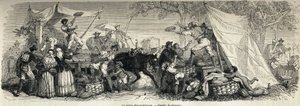 Der Verkauf von Wassermelonen, Zeichnung von Ferogio, zur Illustration von Neapel und den Neapolitanern, 1861, von Marc Monnier (1829-1885). Gravur in „Le tour du monde“ 1861. Sammlung Selva von Francois Fortune Antoine (after) Ferogio