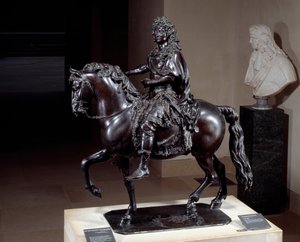 Reiterstatue von König Ludwig XIV. (1638-1715) in Bronze, gegossen im Wachsausschmelzverfahren. Skulptur von François Girardon (1628-1715). 17. Jahrhundert. Paris, Louvre von Francois Girardon