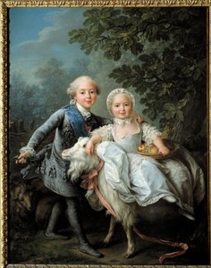 Porträt von Charles Philippe von Frankreich, Graf von Artois (zukünftiger Charles X) und seiner Schwester Madame Clothilde, zukünftige Königin von Sardinien von Francois Hubert Drouais