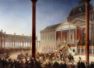 Die Versammlung des Champ de Mai (abgehalten von Napoleon I. in Anwesenheit der Abgeordneten der Departements und der Armee, am Champ-de-Mars in Paris, am 1.06.1815)
